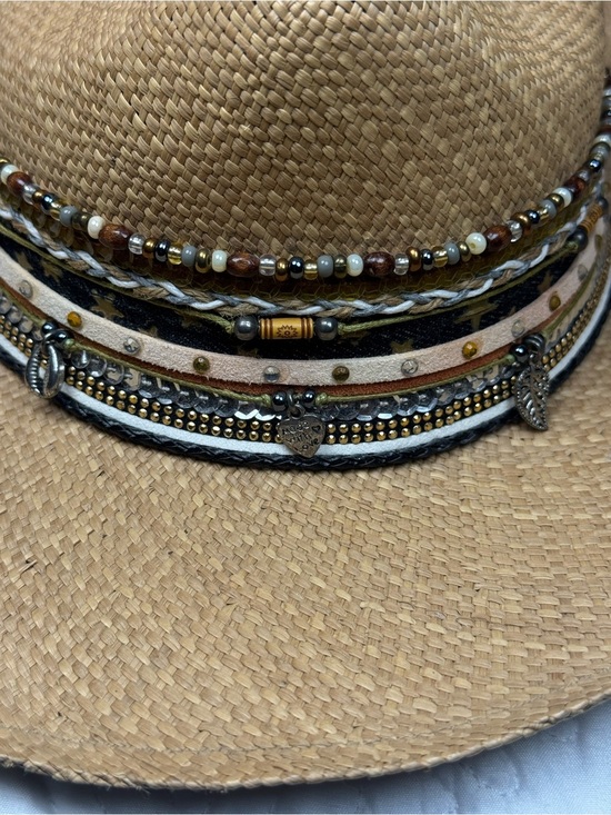 Liliana Gonzalez Handmade Colombian Straw Cowboy Hat Boho Western Beaded main image 9